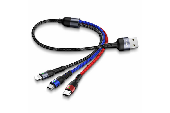 Кабель USAMS Combo Lightning/Micro USB/Type-C US-SJ410 U26 |0.35m, 2A|