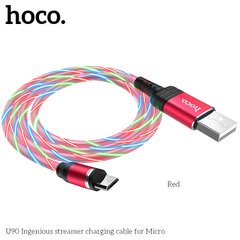 Кабель HOCO Micro USB магнітний RGB LED Ingenious streamer U90 |1M, 2A|