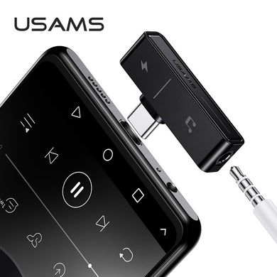 Перехідник USAMS Type-C+3.5 mm Charging Audio Adapter US-SJ386 AU12 |1A| Black