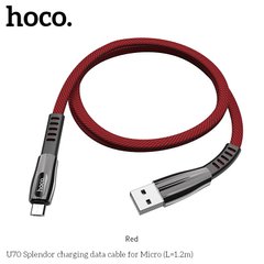 Кабель HOCO Micro USB Splendor led U70 |1.2 m, 2.4 A|