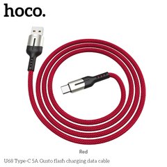 Кабель HOCO Type-C USB Gusto U68 |1.2m, 5A|
