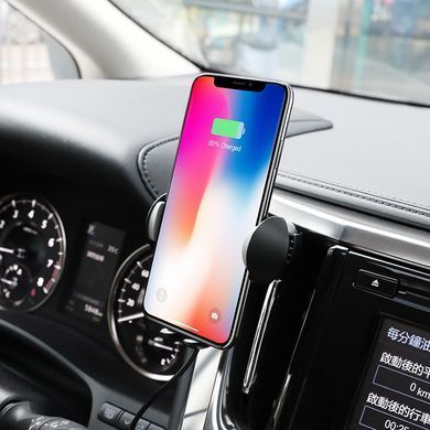 Держатель для телефона в машину с беспроводной зарядкой HOCO CA60 with wireless charger Aspiring. Black