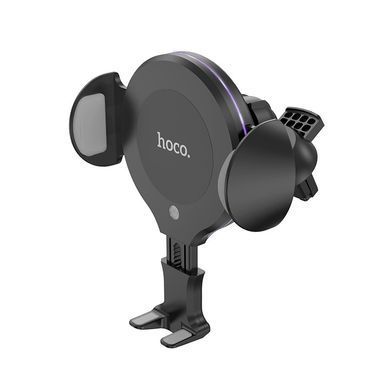 Держатель для телефона в машину с беспроводной зарядкой HOCO CA60 with wireless charger Aspiring. Black