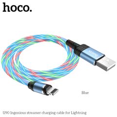 USB кабель для iPhone Lightning HOCO магнитный RGB LED Ingenious streamer U90 |1M, 2A|