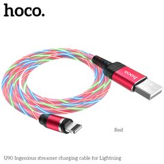 USB кабель для iPhone Lightning HOCO магнитный RGB LED Ingenious streamer U90 |1M, 2A|