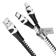 Кабель HOCO Combo 2 in 1 Lightning/Type-C Zipper charging cable U97 |0.96 M, 2.4 A|