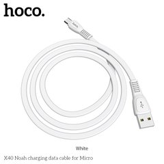 Кабель HOCO Micro USB TPE Flat Noah X40 |1m, 2.4A|