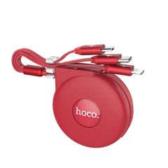 Кабель Hoco combo retractable Micro USB+Lightning+Type-C U50 |1m, 2A|