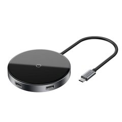 USB хаб BASEUS Circular Mirror Wireless Charger TYPE-C to USB 3.0+3USB 2.0+Type-C |60W, PD|