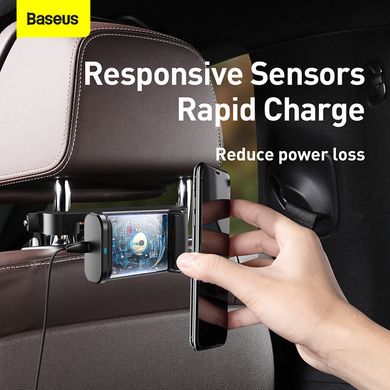 Держатель на подголовник с беспроводной зарядкой Baseus Energy Storage Backseat Holder Wireless Charger 15W.