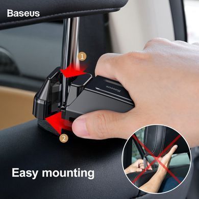 Автомобильный держатель для телефона на подголовник BASEUS backseat vehicle phone holder hook. Black