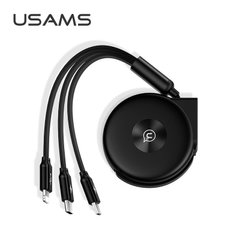 Кабель Combo USAMS US-SJ280 U20 3 in 1 Storage Cable |2A, Micro USB+Type-C+Lightning, 0.3-1m|