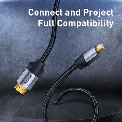 HDMI кабель BASEUS Enjoyment Series MiniDP Male To 4K HDMI Female Adapter |4KHD, 2M| Grey