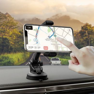 Тримач для телефону в машину HOCO dashboard suction base S12 Lite. Black