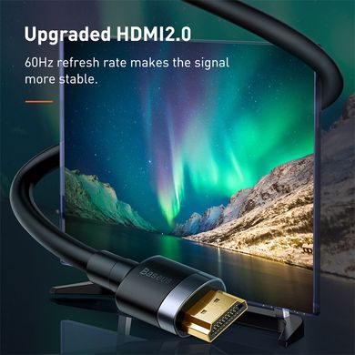 Кабель BASEUS 4KHDMI Male To 4KHDMI Male Cafule |1M, HDMI2.0|. Black