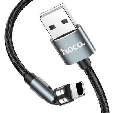 Магнітний кабель для зарядки Hoco U94 Lightning Universal 360 ° rotating magnetic | 1.2m, 2.4A |. Black